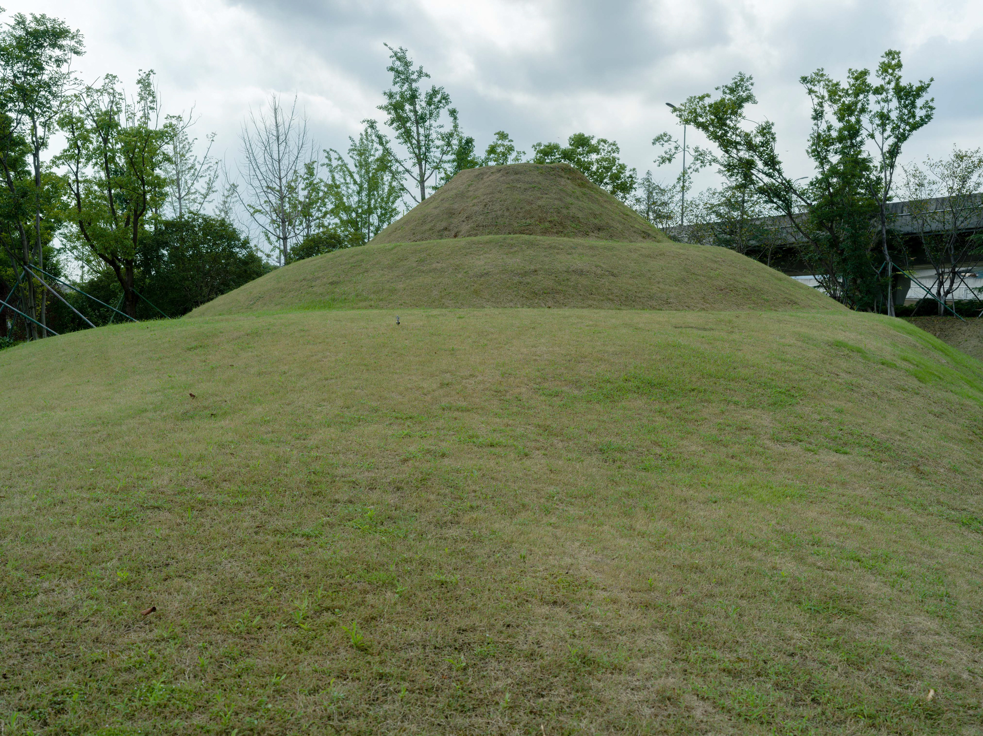 a grassy mound